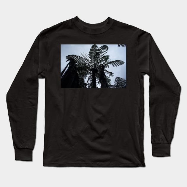 Tree Fern Silhouette Long Sleeve T-Shirt by KaSaPo